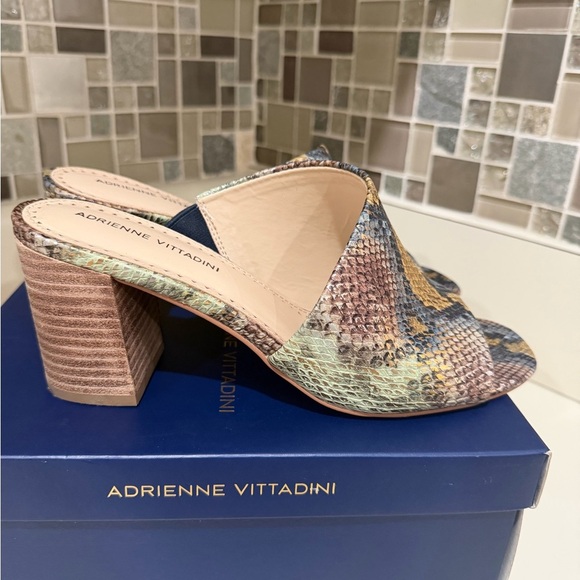 Adrienne Vittadini Snake Print Block Heel Mules - Picture 3 of 7